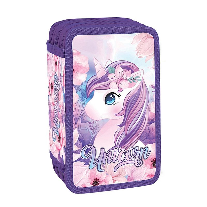 Penar scolar neechipat, 3 compartimente cu fermoar, Unicorn - imagine 4